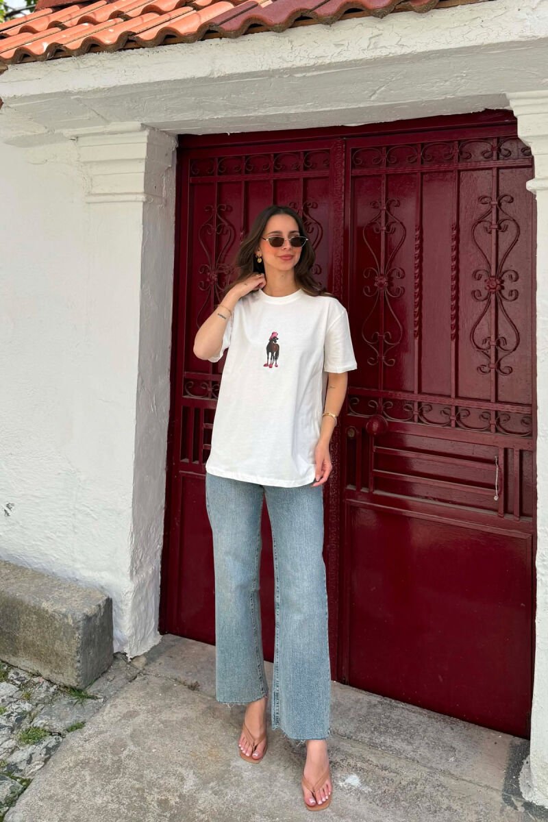 ONE COLOR FRONT IMAGE WOMAN T-SHIRT WHITE-E BARDHE - 1