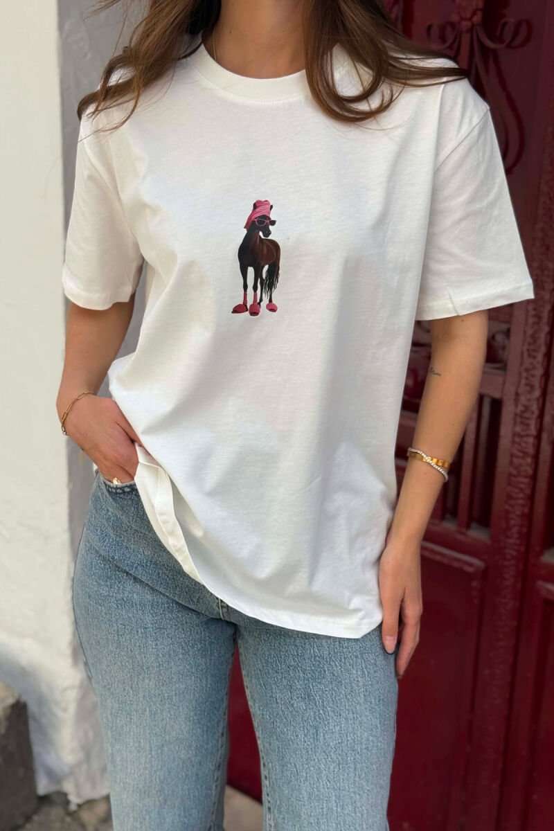 ONE COLOR FRONT IMAGE WOMAN T-SHIRT WHITE-E BARDHE - 3