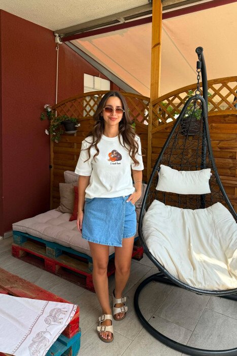 ONE COLOR FRONT IMAGE WOMAN T-SHIRT WHITE-E BARDHE - 4