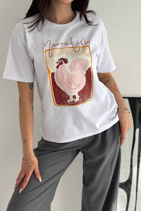 ONE COLOR FRONT IMAGE WOMAN T-SHIRT WHITE-E BARDHE - 2