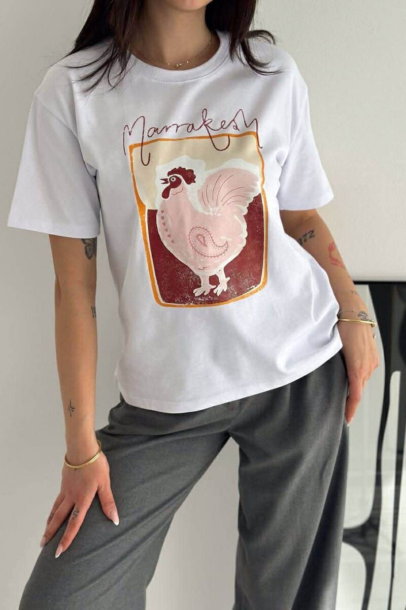 ONE COLOR FRONT IMAGE WOMAN T-SHIRT WHITE-E BARDHE - 2