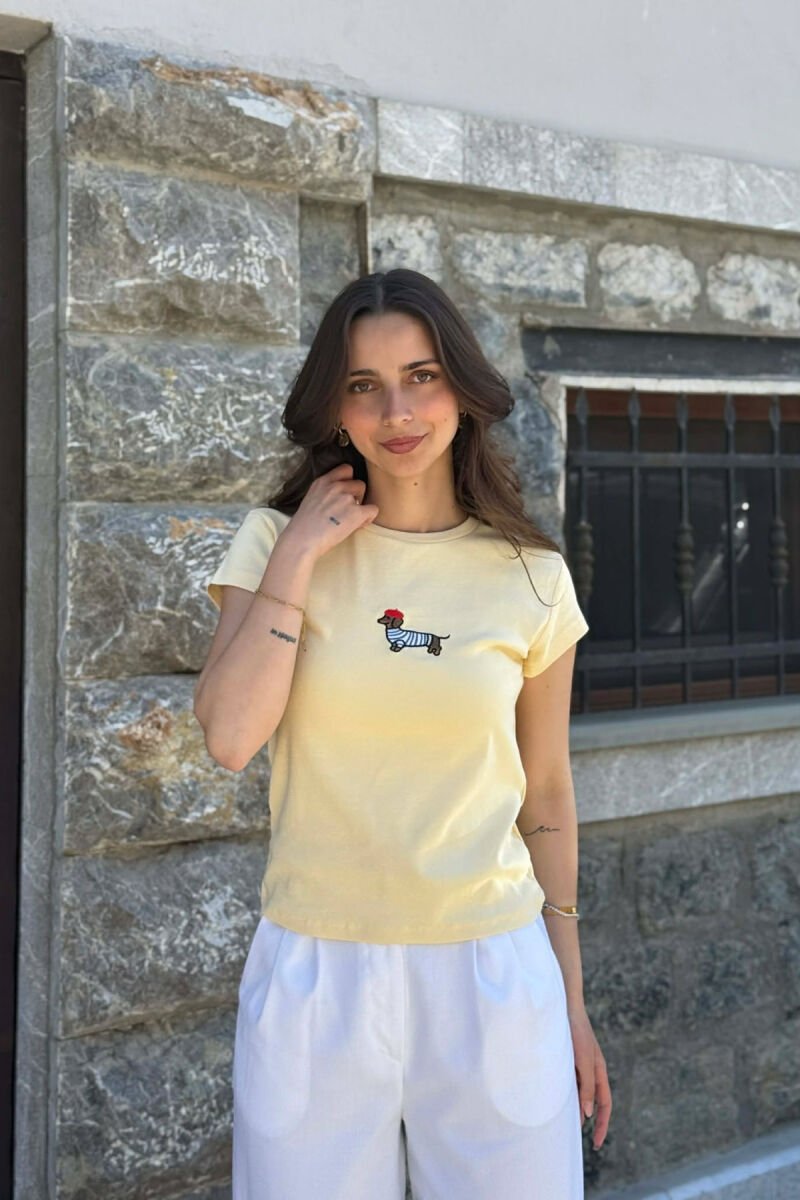 ONE COLOR FRONT IMAGE WOMAN T-SHIRT YELLOW/E VERDHE - 1