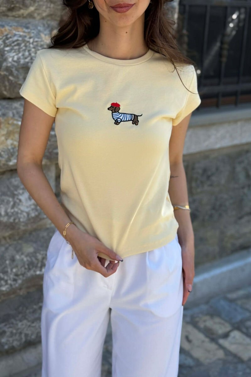 ONE COLOR FRONT IMAGE WOMAN T-SHIRT YELLOW/E VERDHE - 3