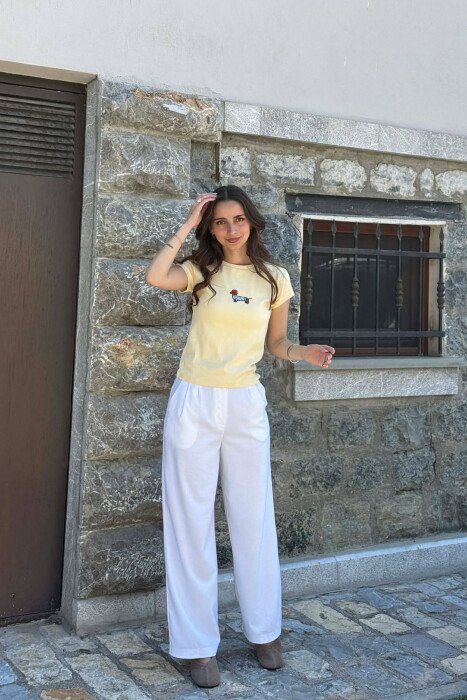 ONE COLOR FRONT IMAGE WOMAN T-SHIRT YELLOW/E VERDHE - 4
