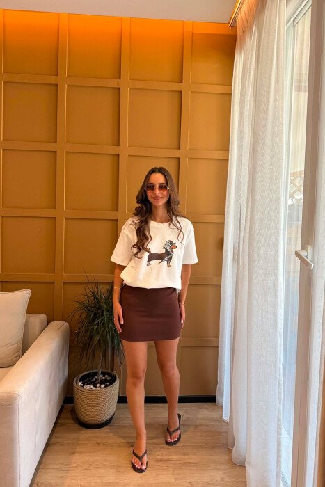 ONE COLOR FRONT IMAGE WOMEN T-SHIRT WHITE-E BARDHE - 5