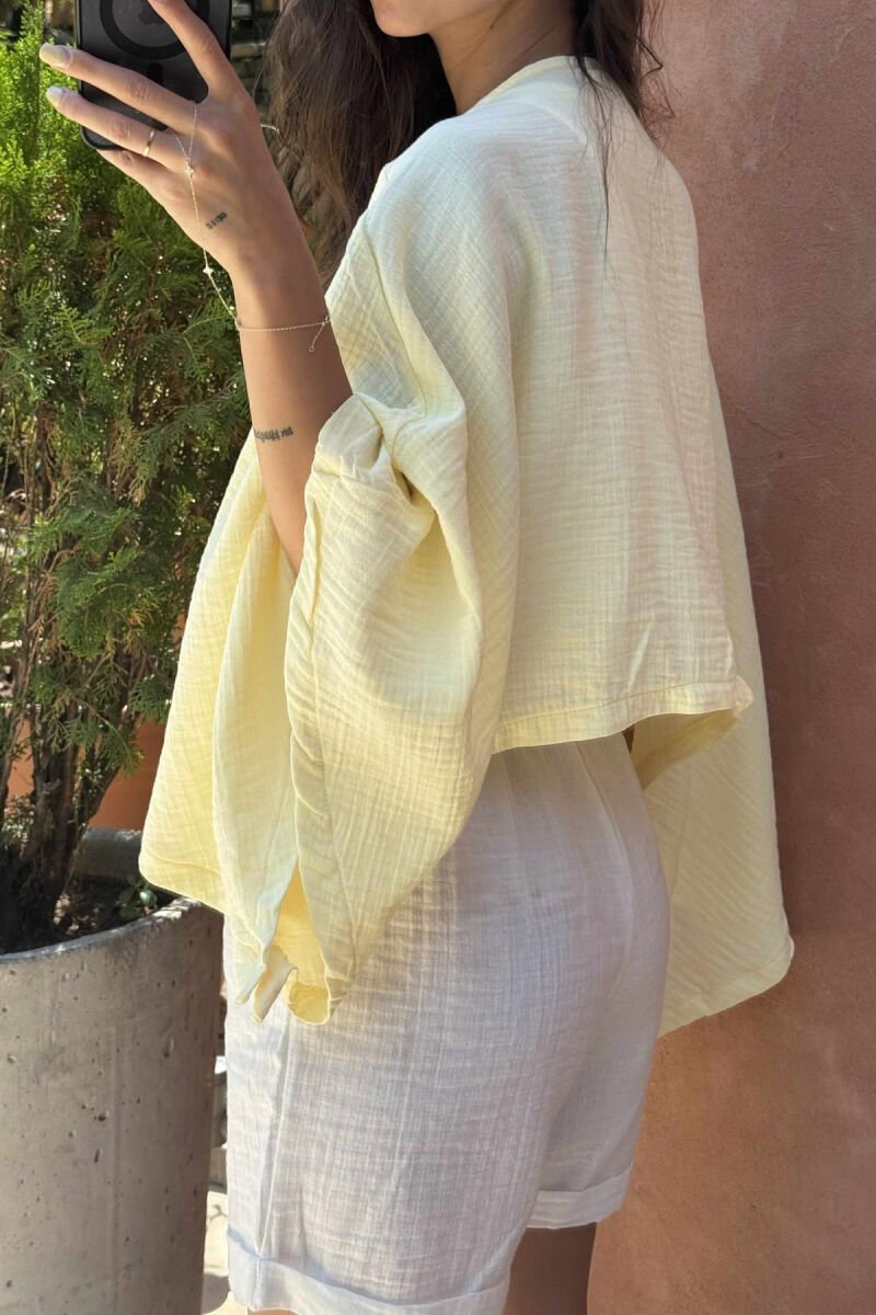 ONE COLOR FRONT LACING WOMEN SHIRT YELLOW/E VERDHE - 2