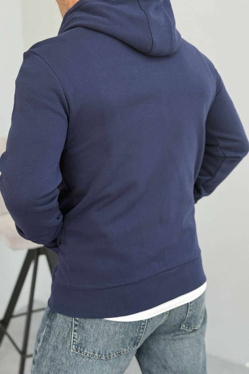 ONE COLOR FRONT LOGO MEN COTTON JACKET BLUE/BLU - 4