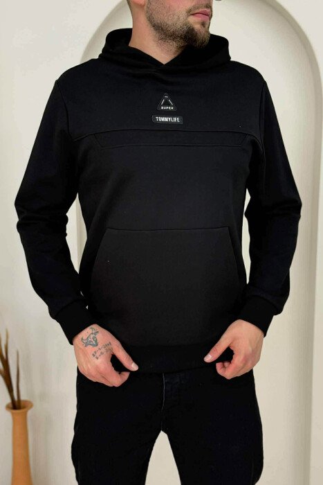 ONE COLOR FRONT LOGO MEN HOODIE BLACK/ E ZEZE - 1
