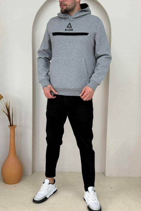 ONE COLOR FRONT LOGO MEN HOODIE GREY/GRI - 2