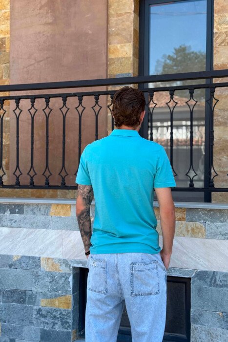 ONE COLOR FRONT POCKET MEN T-SHIRT LIGHTBLUE/BZ - 3