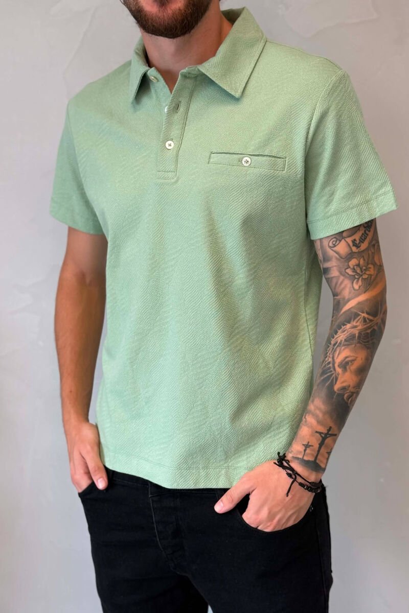 ONE COLOR FRONT POCKET MEN T-SHIRT MINT/MENTE - 4