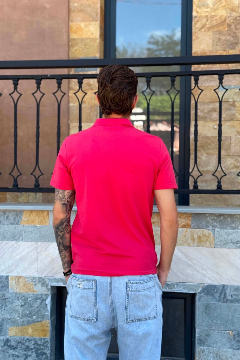 ONE COLOR FRONT POCKET MEN T-SHIRT SALMON/SALMON - 3