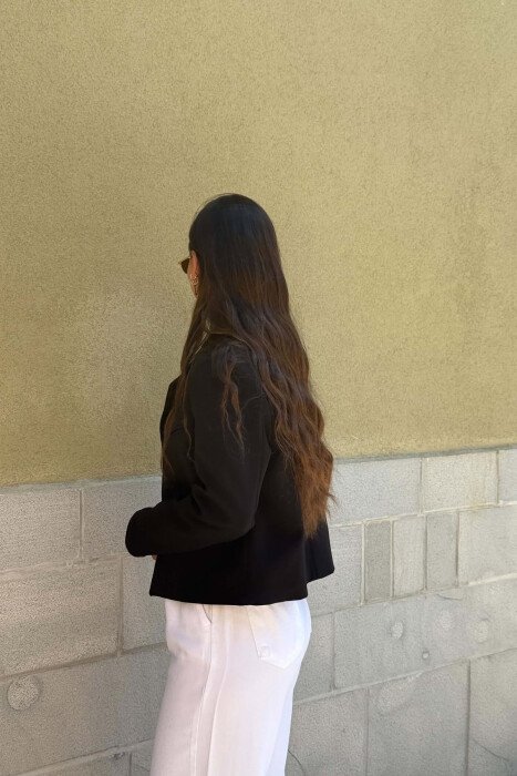 ONE COLOR FRONT POCKET WOMAN JACKET BLACK/ E ZEZE - 4