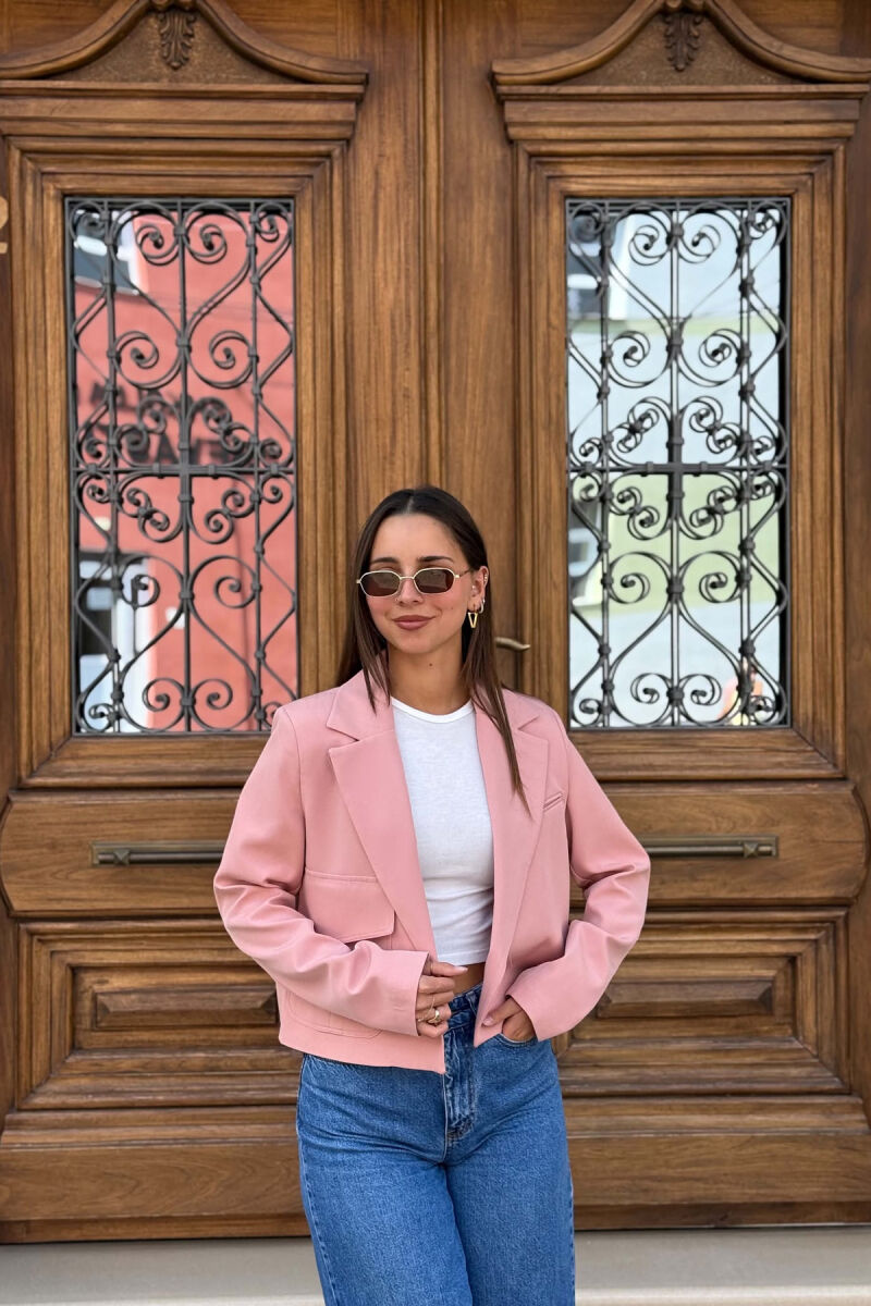 ONE COLOR FRONT POCKET WOMAN JACKET POWDER/PUDER - 1