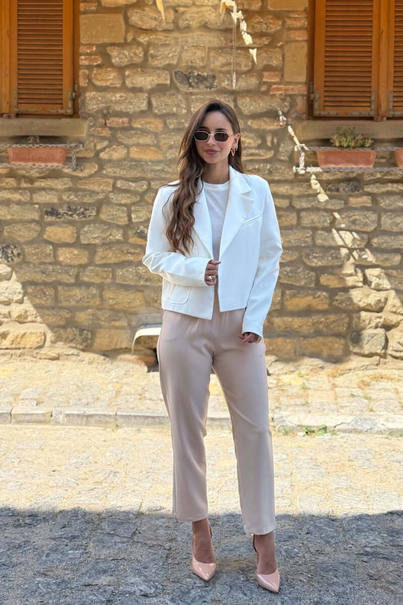 ONE COLOR FRONT POCKET WOMAN JACKET WHITE-E BARDHE - 2