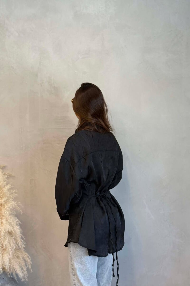 ONE COLOR FRONT POCKET WOMAN SHIRT BLACK/ E ZEZE - 3