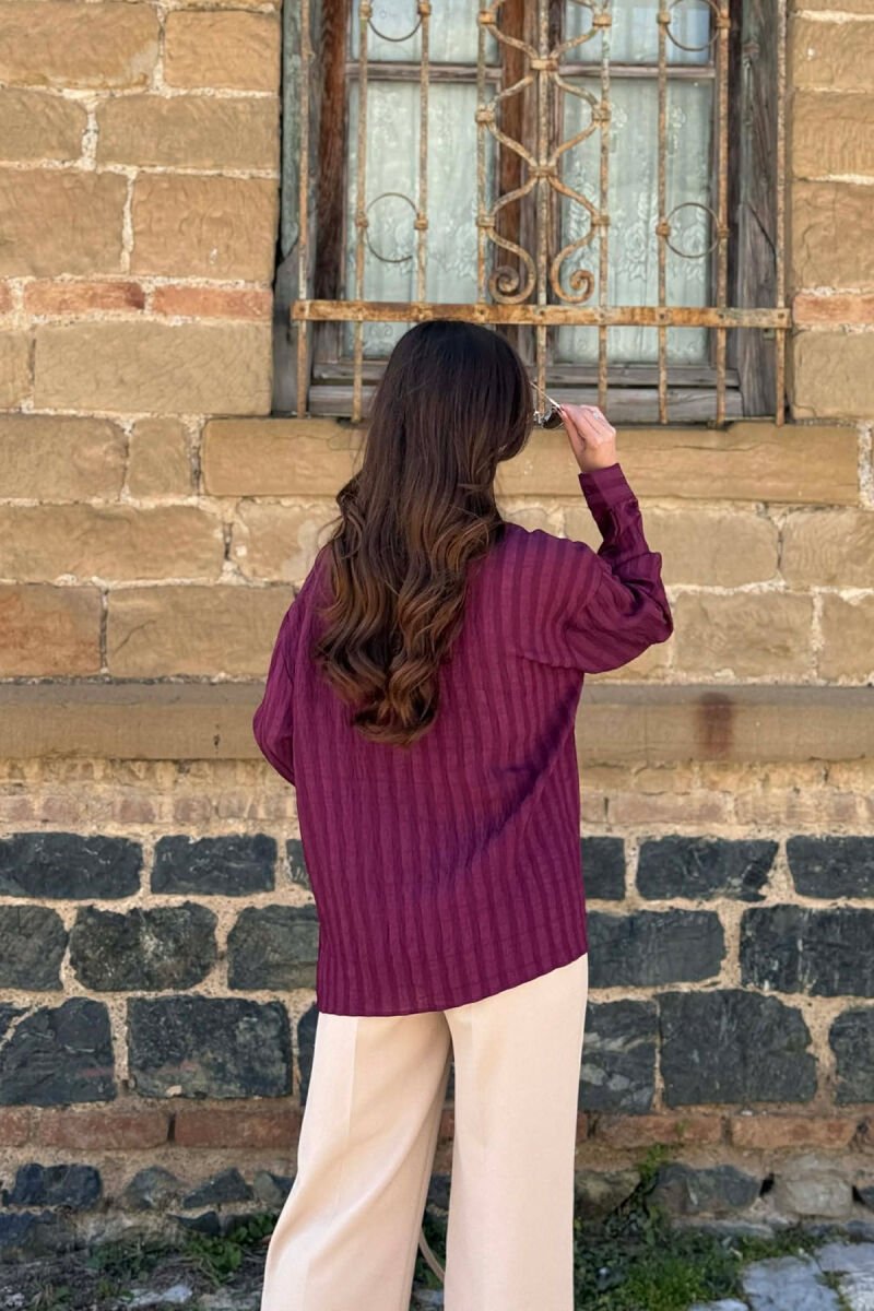 ONE COLOR FRONT POCKET WOMAN SHIRT BURGUNDY/VISHNJE - 4