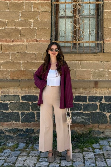 ONE COLOR FRONT POCKET WOMAN SHIRT BURGUNDY/VISHNJE - 6