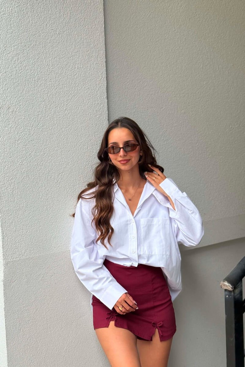 ONE COLOR FRONT POCKET WOMAN SHIRT WHITE-E BARDHE - 1