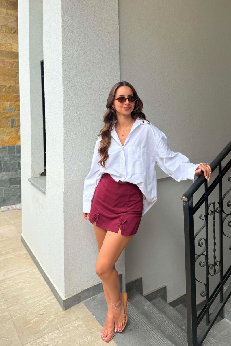ONE COLOR FRONT POCKET WOMAN SHIRT WHITE-E BARDHE - 3