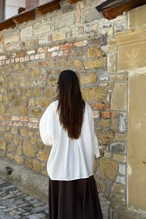 ONE COLOR FRONT POCKET WOMAN SHIRT WHITE-E BARDHE - 2