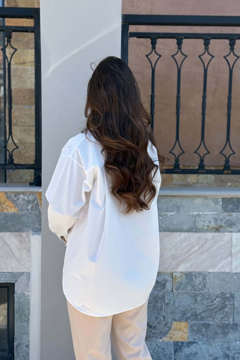 ONE COLOR FRONT POCKET WOMAN SHIRT WHITE-E BARDHE - 5