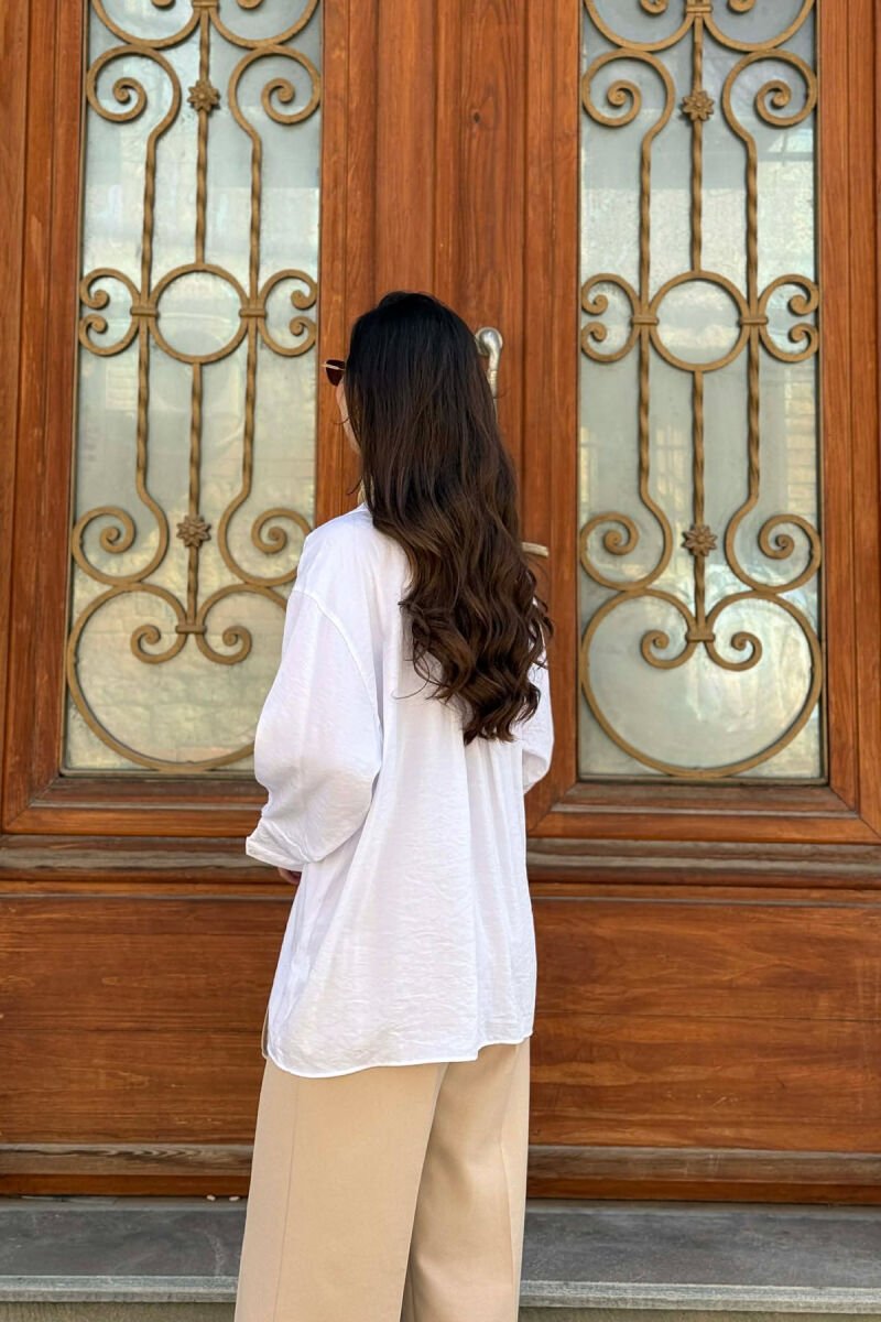 ONE COLOR FRONT POCKET WOMAN SHIRT WHITE-E BARDHE - 4