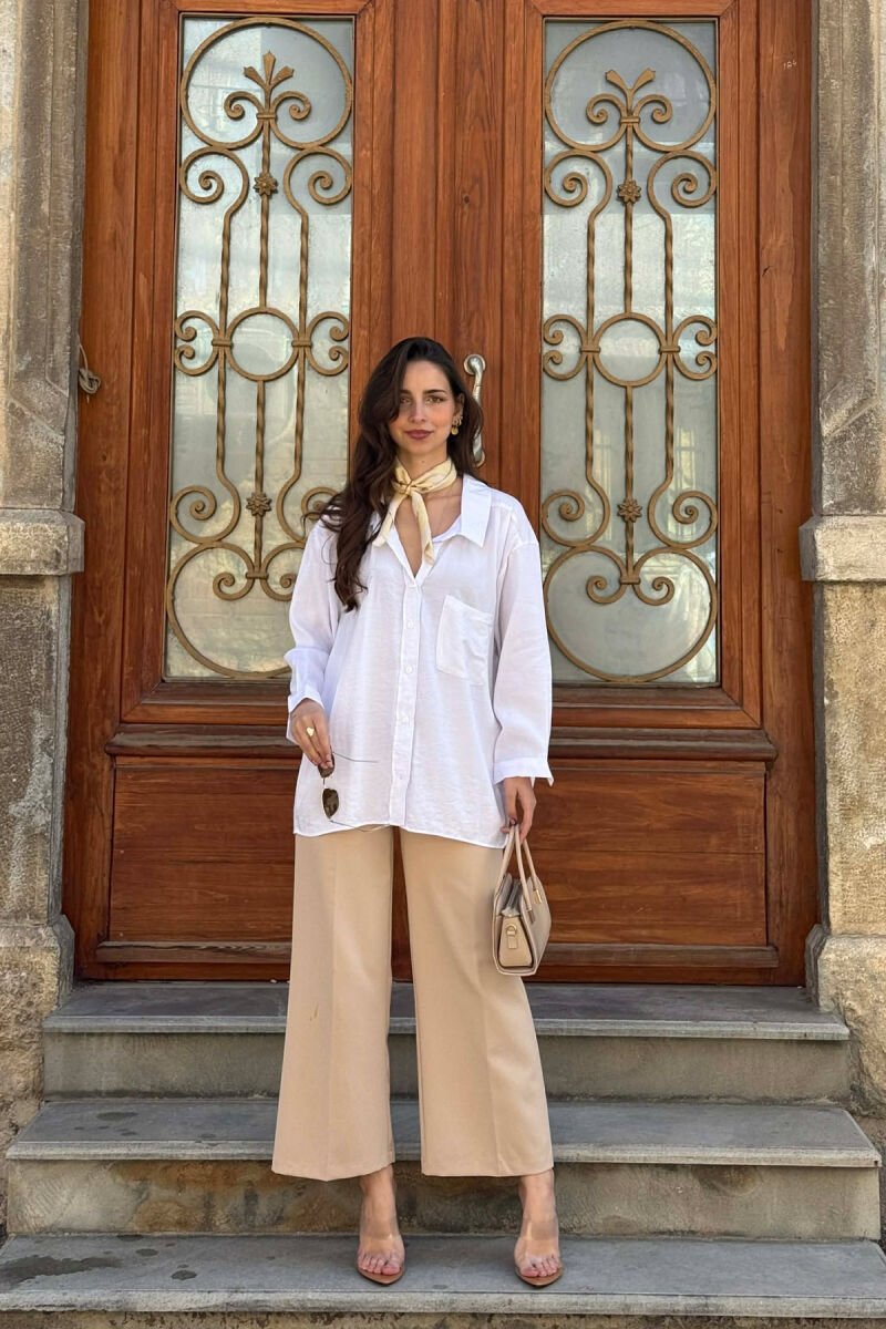 ONE COLOR FRONT POCKET WOMAN SHIRT WHITE-E BARDHE - 5