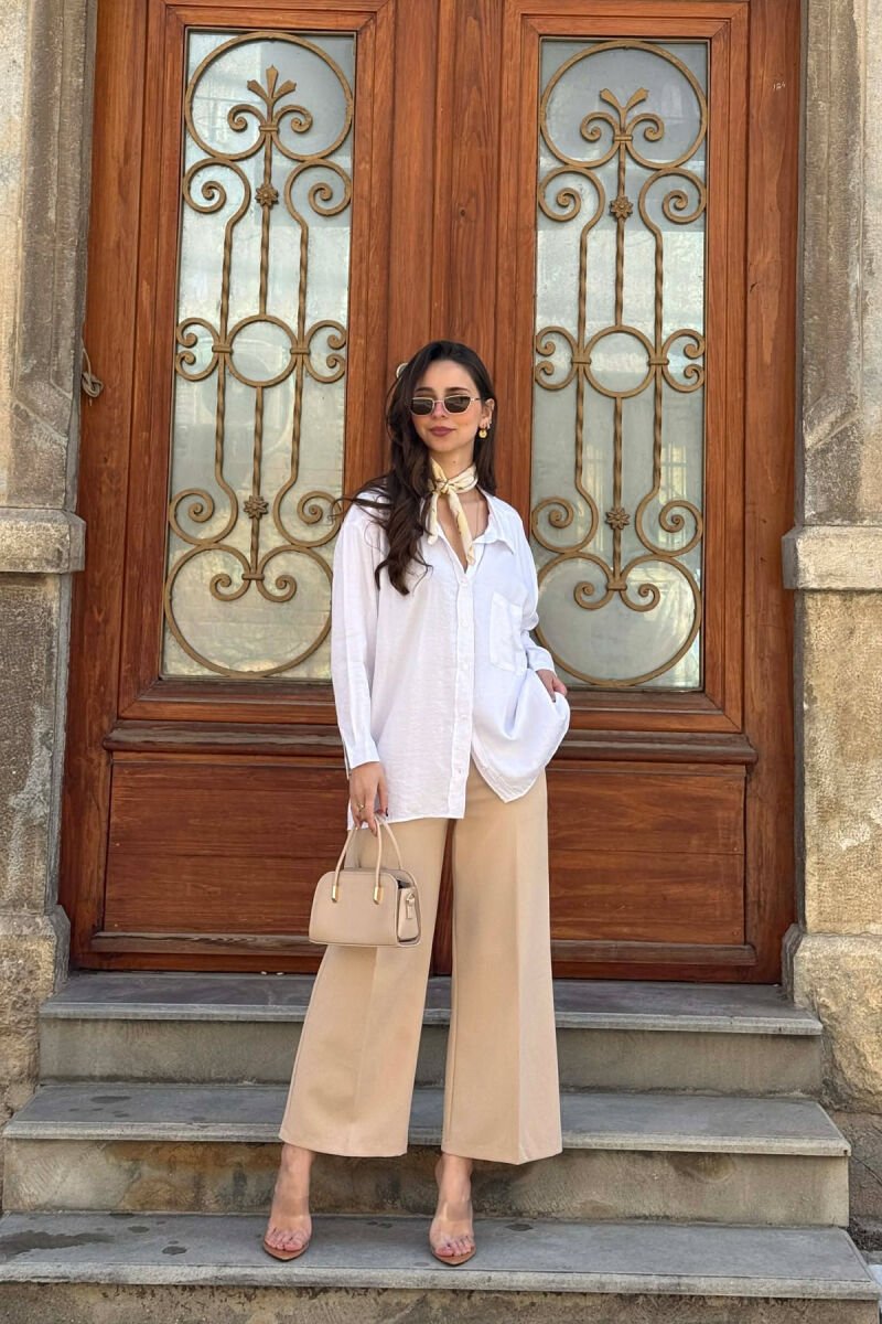 ONE COLOR FRONT POCKET WOMAN SHIRT WHITE-E BARDHE - 6