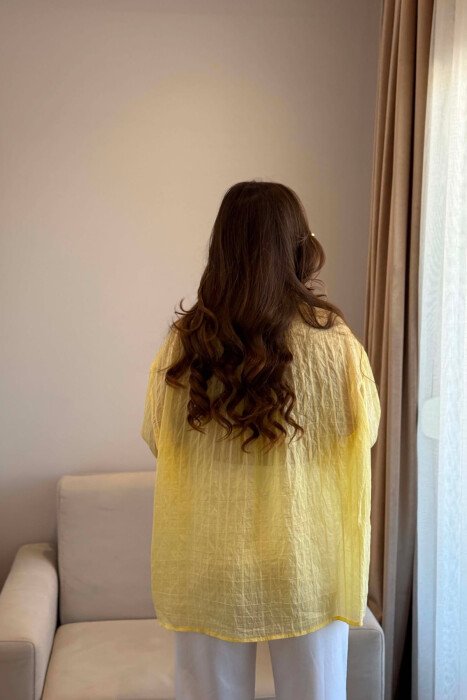 ONE COLOR FRONT POCKET WOMAN SHIRT YELLOW/E VERDHE - 3
