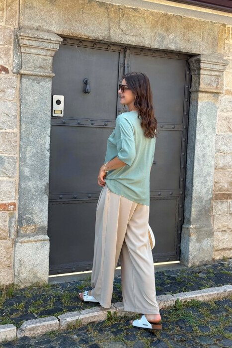 ONE COLOR FRONT POCKET WOMAN T-SHIRT MINT/MENTE - 4