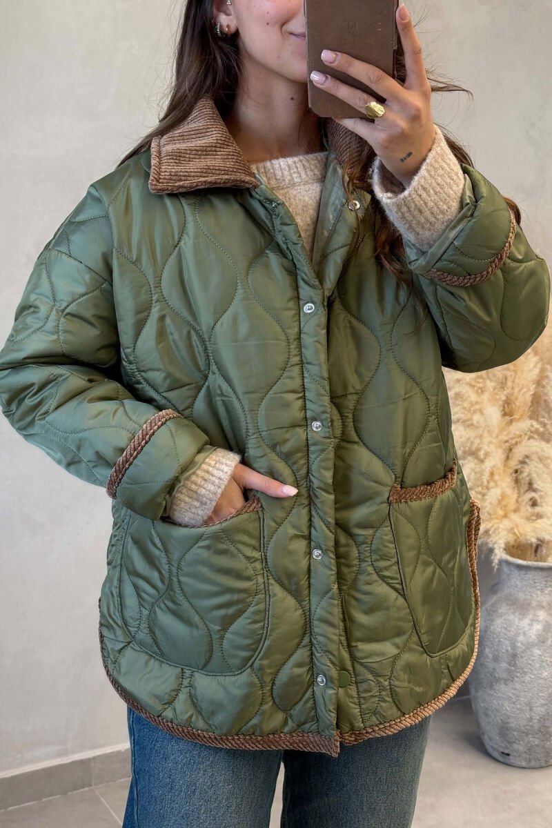 ONE COLOR FRONT POCKETS WOMAN JACKET GREEN/JESHILE - 2