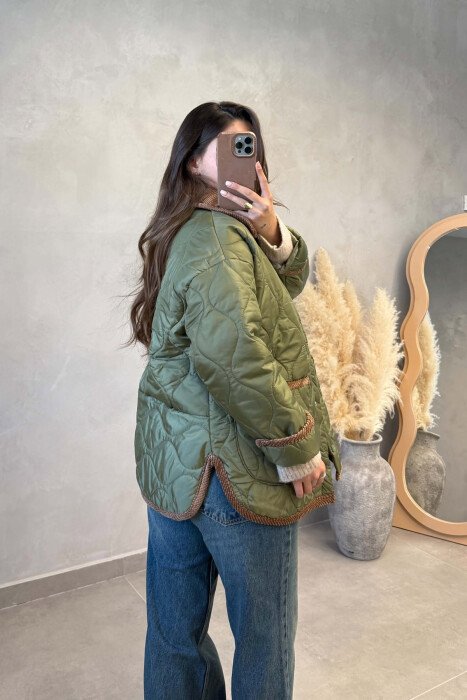 ONE COLOR FRONT POCKETS WOMAN JACKET GREEN/JESHILE - 3