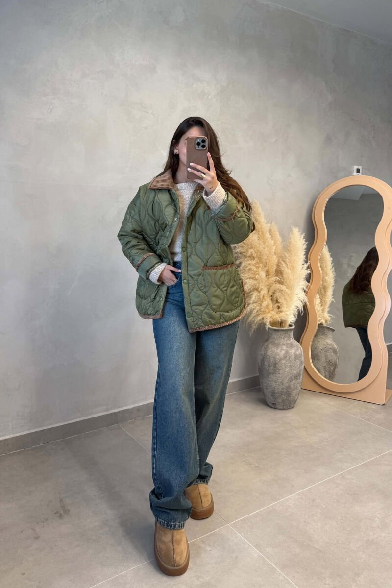 ONE COLOR FRONT POCKETS WOMAN JACKET GREEN/JESHILE - 4