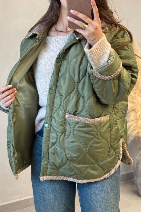 ONE COLOR FRONT POCKETS WOMAN JACKET OLIVE/ULLI - 4