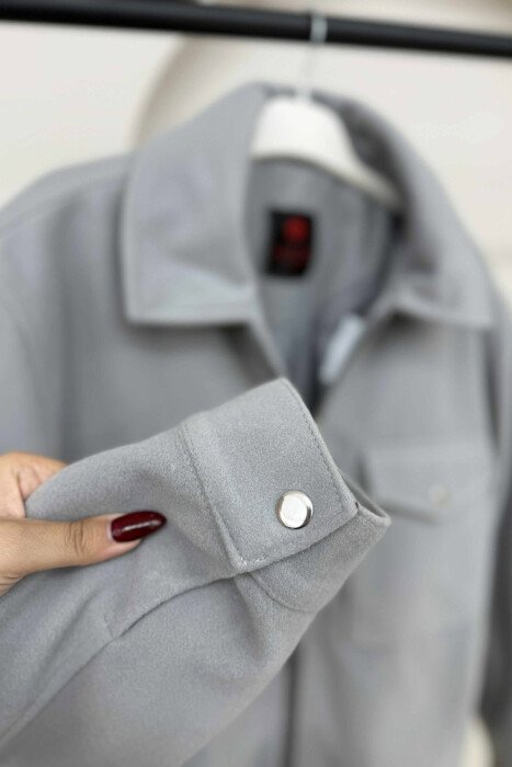 ONE COLOR FRONT POCKETS WOMEN JACKET GREY/GRI - 5