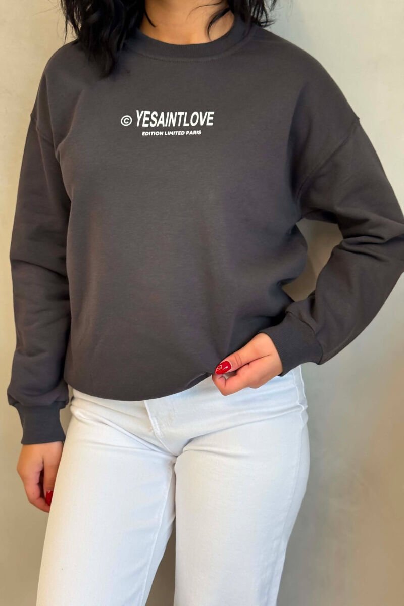ONE COLOR FRONT PRINTED WOMEN SWEATSHIRT GREY/GRI - 2