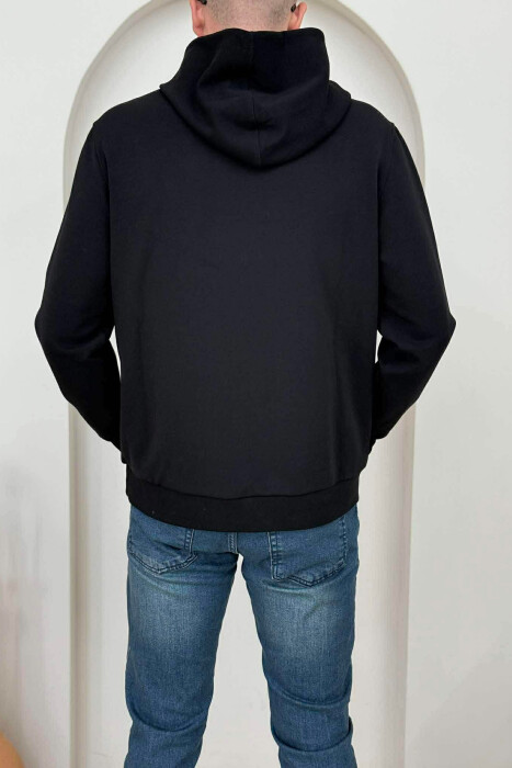 ONE COLOR FRONT WRITTING MEN HOODIE BLACK/ E ZEZE - 3