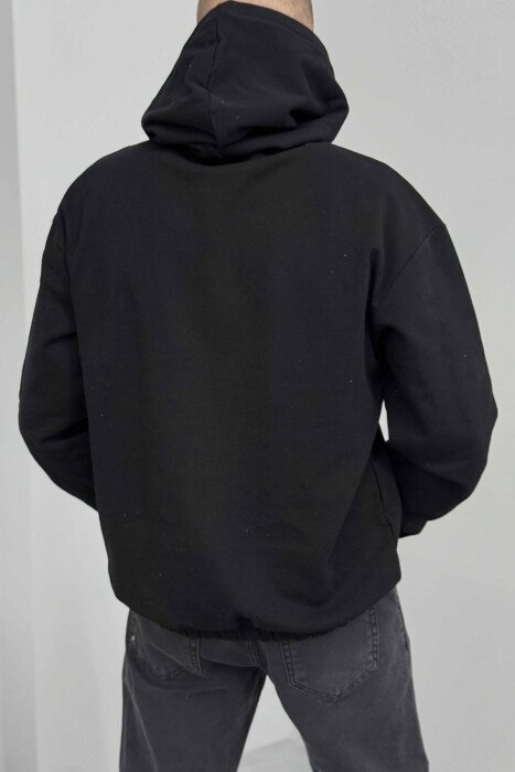 ONE COLOR FRONT WRITTING MEN HOODIE BLACK/ E ZEZE - 2