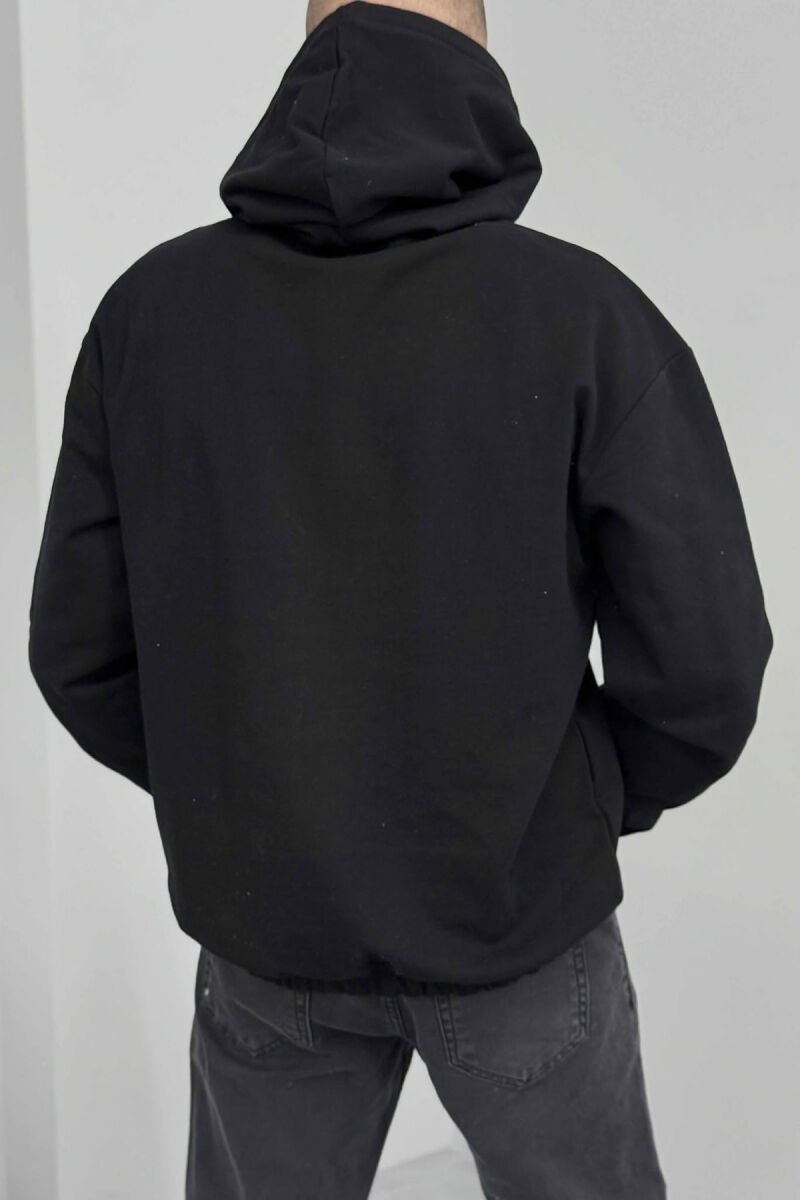 ONE COLOR FRONT WRITTING MEN HOODIE BLACK/ E ZEZE - 2