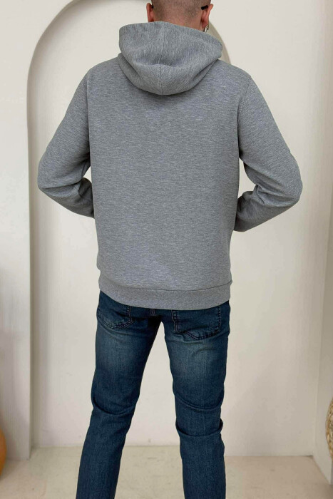 ONE COLOR FRONT WRITTING MEN HOODIE GREY/GRI - 4