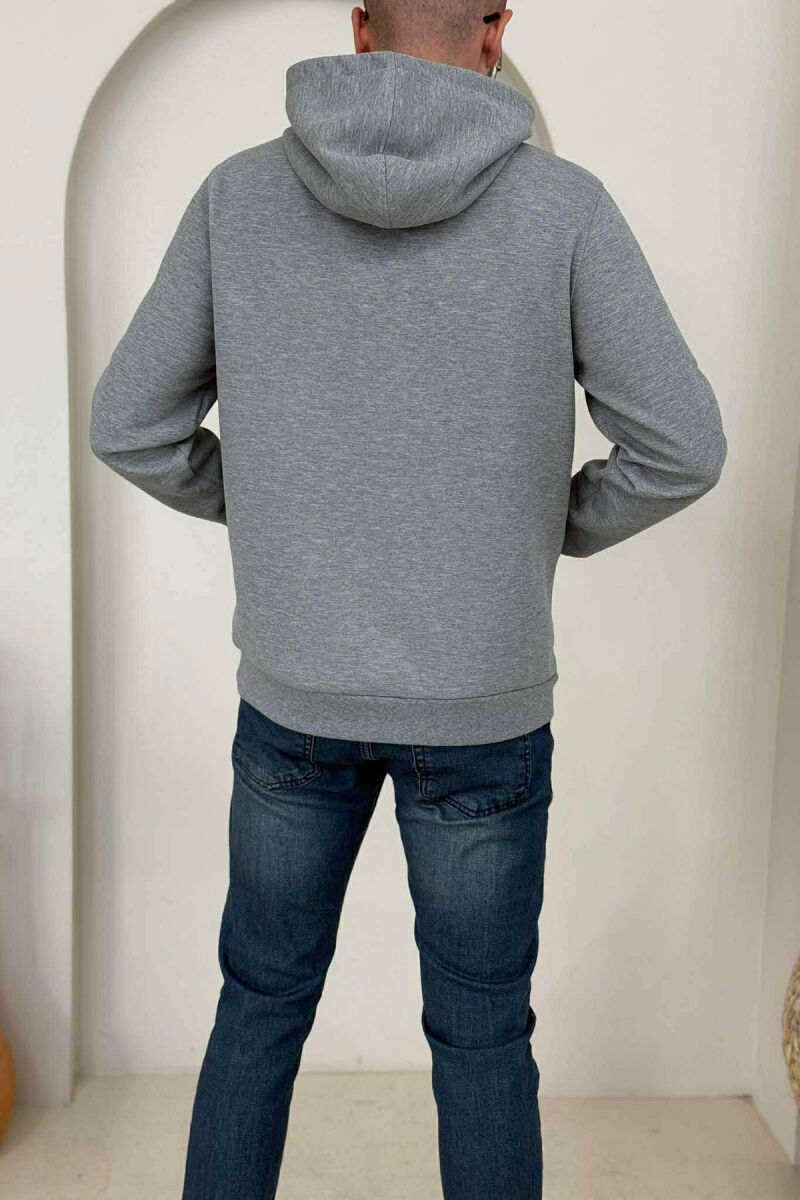 ONE COLOR FRONT WRITTING MEN HOODIE GREY/GRI - 4