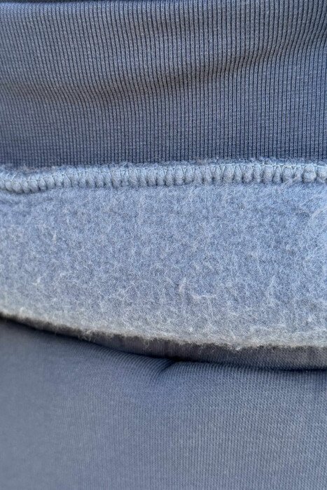 ONE COLOR FRONT WRITTINGS HOODIE+JOGGERS MEN SET BLUE/BLU - 3