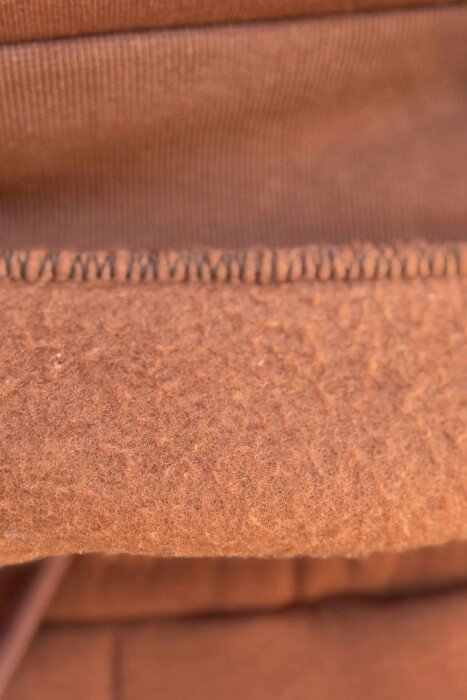ONE COLOR FRONT WRITTINGS HOODIE+JOGGERS MEN SET BROWN/KAFE - 5