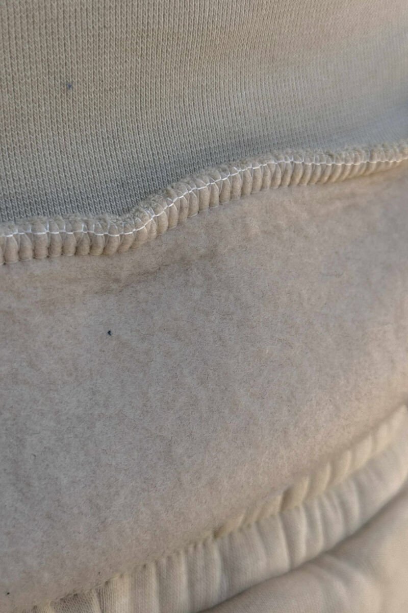 ONE COLOR FRONT WRITTINGS HOODIE+JOGGERS MEN SET CREAM/KREM - 3