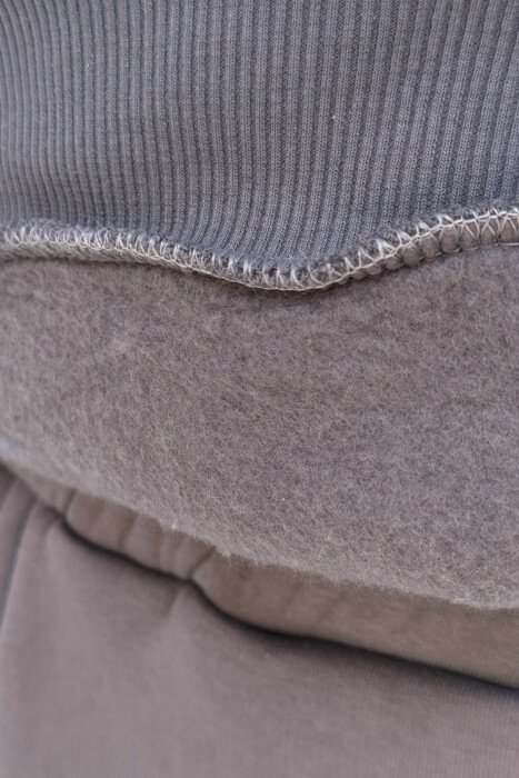ONE COLOR FRONT WRITTINGS HOODIE+JOGGERS MEN SET DARK GREY/GEE - 4