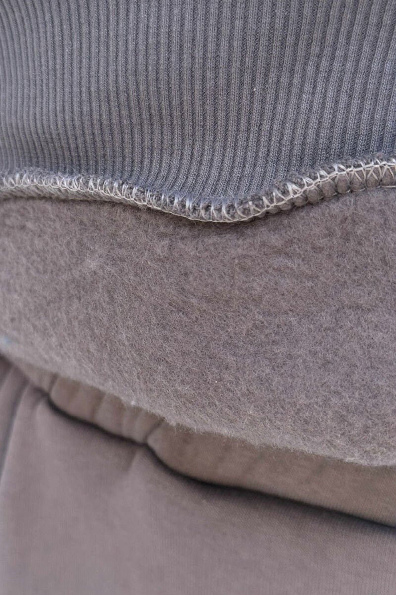 ONE COLOR FRONT WRITTINGS HOODIE+JOGGERS MEN SET DARK GREY/GEE - 4