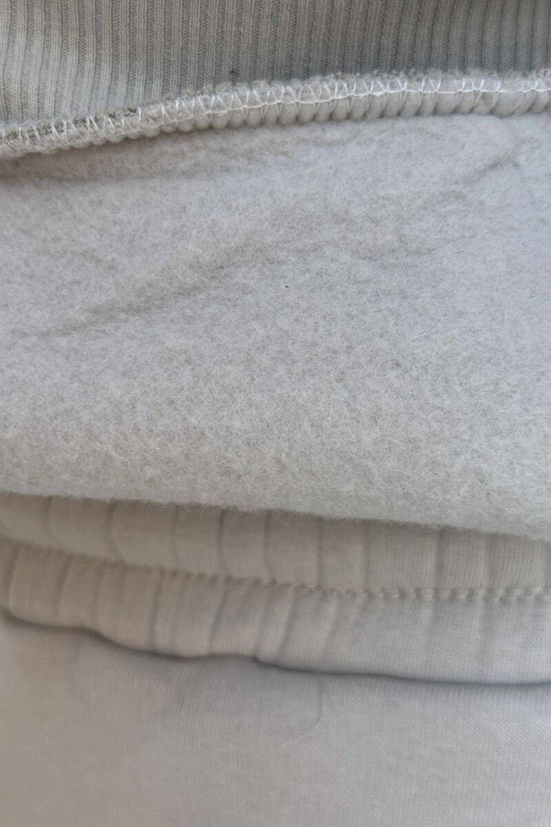 ONE COLOR FRONT WRITTINGS HOODIE+JOGGERS MEN SET LIGHT GREY/GZ - 3