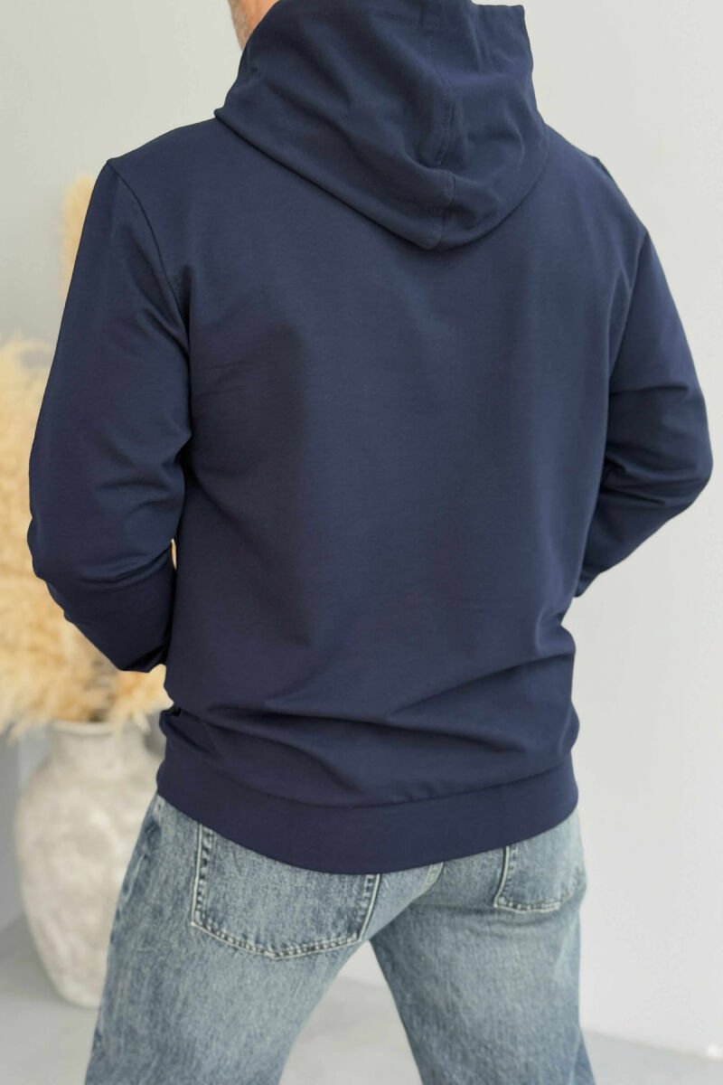 ONE COLOR FRONT WRITTINGS MEN HOODIE BLUE/BLU - 4