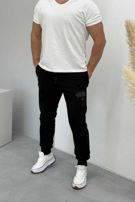 ONE COLOR FRONT WRITTINGS MEN JOGGERS BLACK/ E ZEZE - 1